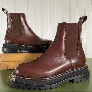 NWT Sandro Paris H20NOHA MARRON Platform Chelsea Boots